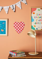 Adorno de Parede - Coração Quadriculado